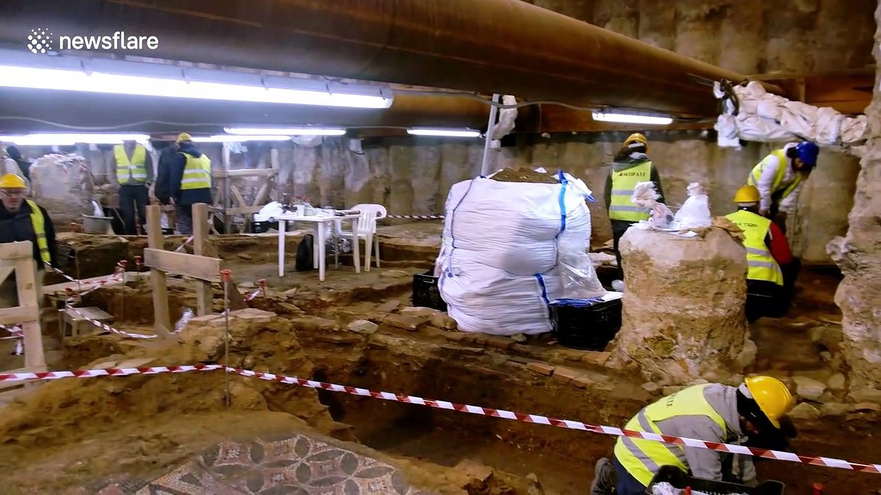 Greek subway workers unearth ancient Roman baths while digging metro station