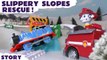 Paw Patrol Slippery Slope Accident and Rescue in the Snow with Thomas and Friends at Christmas - A fun toy story for kids and preschool toddlers using toy trains