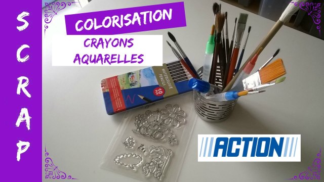Scrap - Colorisation aux crayons aquarelles de chez Action Tuto