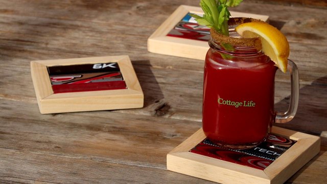 Set your drinks down on these fun DIY hockey stick coasters