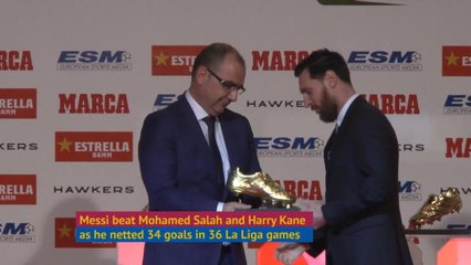 Download Video: Messi presented with record fifth golden shoe award