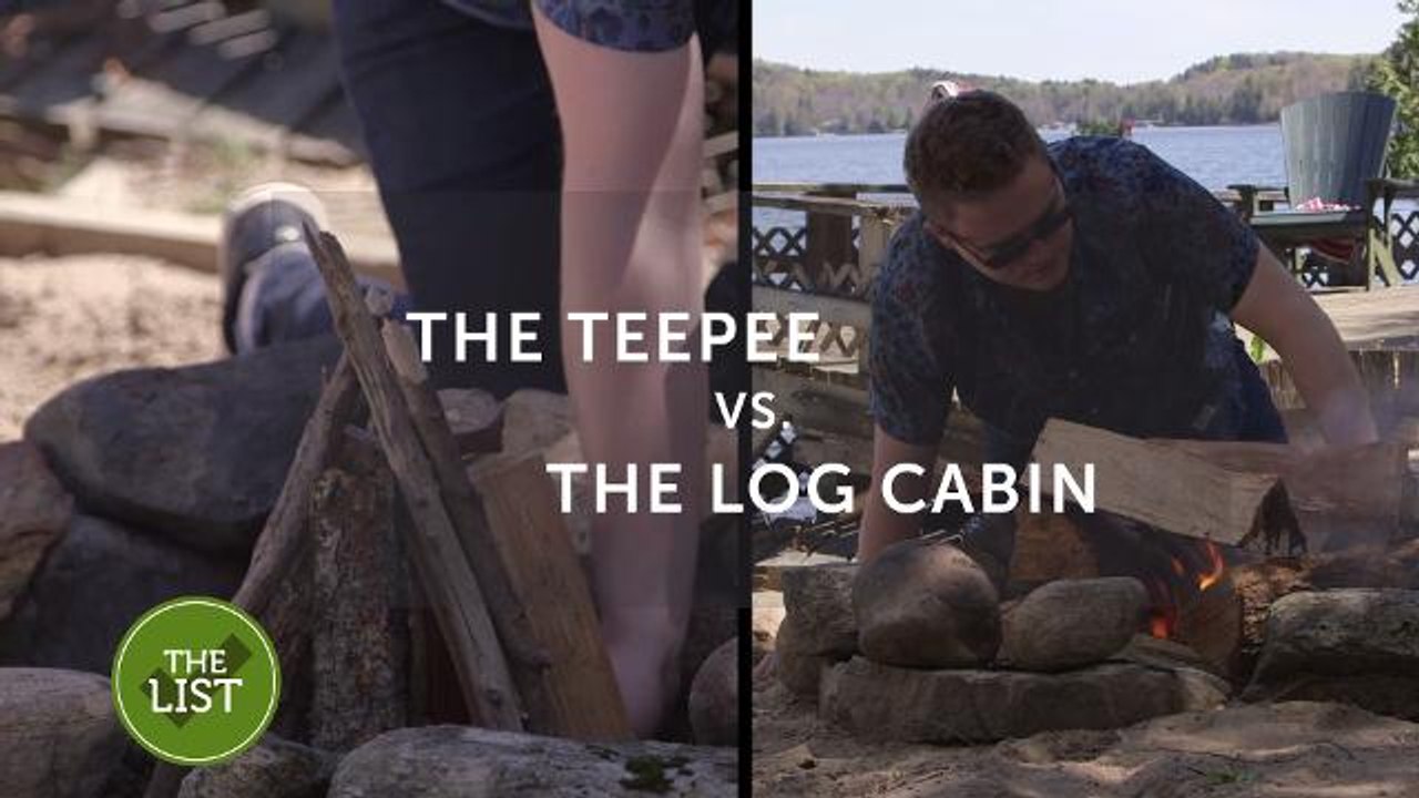 Campfire showdown: teepee vs. log cabin