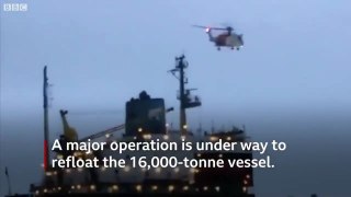 Russian cargo ship runs aground in Cornwall - BBC News