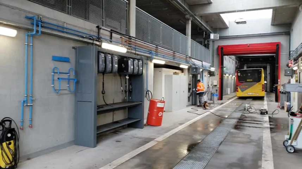 Houdeng :Station nettoyage nouveau dépôt Tec Hainaut