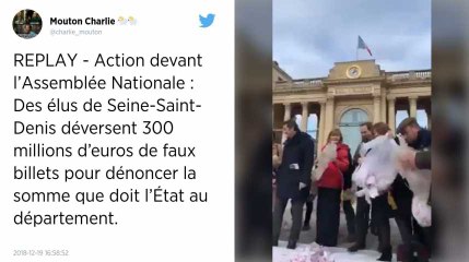 Seine-Saint-Denis. Devant l'Assemblée, des élus déversent leur « facture » pour l'Etat.