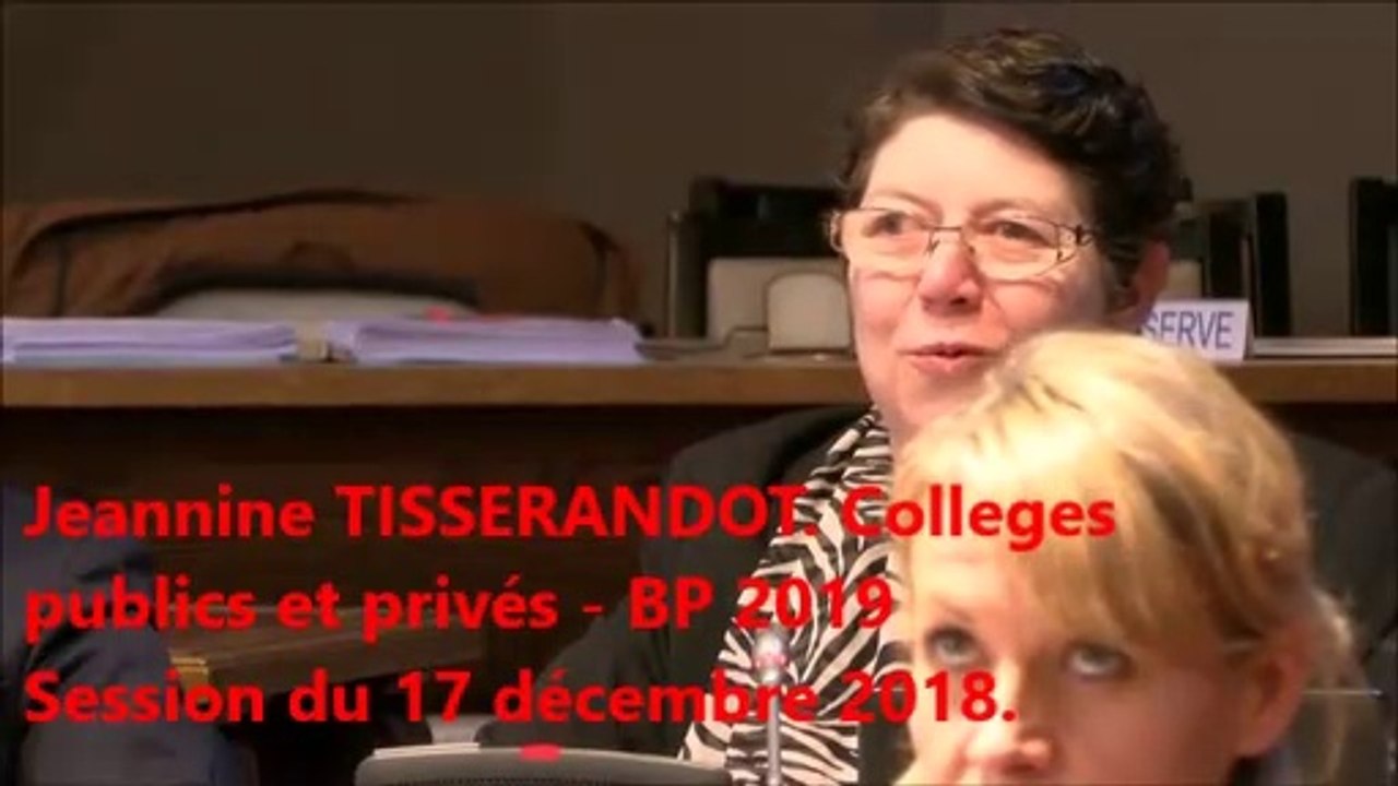 Jeannine TISSERANDOT. Budget primitif 2019 pour les collèges. 17 décembre 2018