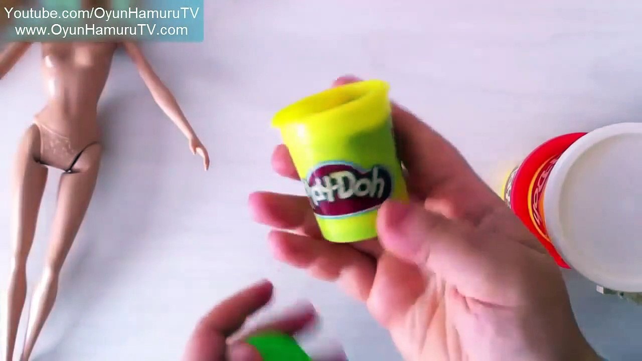 Oyun Hamuru ile Barbie Bebek Elbise Giydirme Tasarımı ★ Zımbalı Elbise Tasarımı