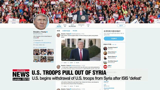U.S. withdraws U.S. troops from Syria after ISIS 'defeat'