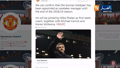 النرويجي سولشكاير مدربا جديدا لمانشستر يونايتد إلى نهاية الموسم