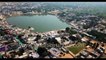 Pushkar town and lake in Rajasthan- fly over camel fair central