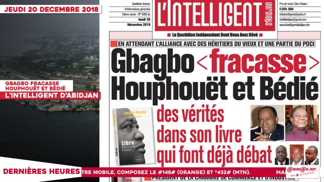 Le Titrologue du 20 Décembre 2018 : Gbagbo fracasse Houphouët et Bédié