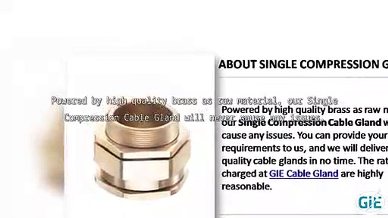 Single Compression Cable Gland Size Chart