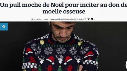 Un pull moche de Noël pour inciter au don de moelle osseuse