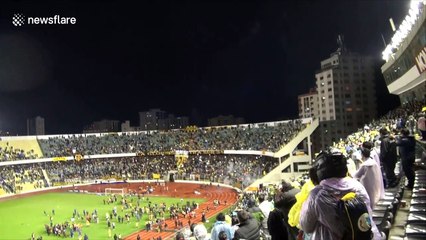 Fireworks malfunction in Bolivian soccer stadium and go off into the stands