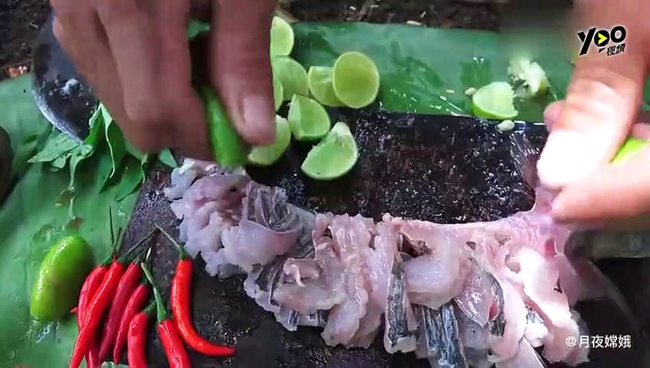 Wilderness food Cut the fish into pieces and match them.