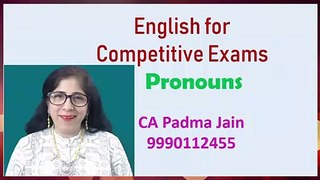 English for Competitive exams by CA Padma Jain | Pronouns | Basic English Grammar
