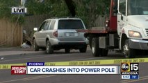 Car crashes into Phoenix power pole, knocks out power to hundreds