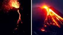 Mount Etna VOLCANO spews LAVA and gas into eruption