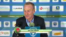 Réaction de Jean-Philippe Faure et Jean-Marc Furlan après Chamois Niortais - Stade Brestois 29