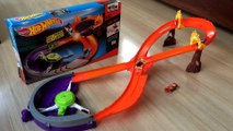 HOT WHEELS Lava Race track - Unboxing and Review - with Slow Motion!
