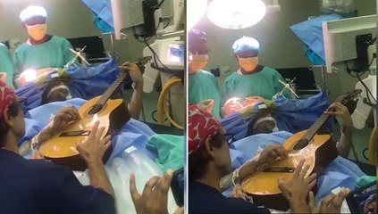 أغرب تصرف داخل غرفة العمليات موسى مانزيني يعزف الغيتار خلال جراحة بالمخ