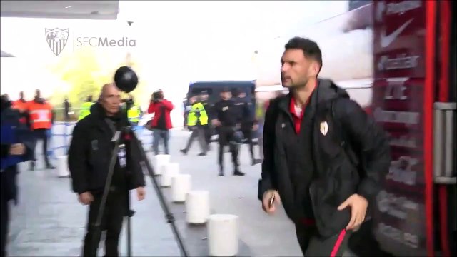 Leganés-Sevilla: Llegada del Sevilla a Butarque