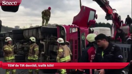 TEM’de TIR devrildi, trafik kilit!