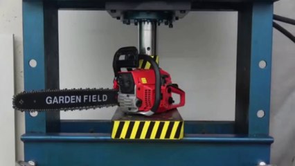 EXPERIMENT HYDRAULIC PRESS 100 TON vs CHAINSAW
