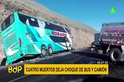 Huaraz: cuatro muertos y más de 30 heridos deja choque de bus y camión