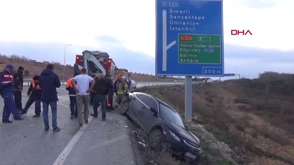 Benzini Biten Araca Hafriyat Kamyonu Çarptı 1 Yaralı