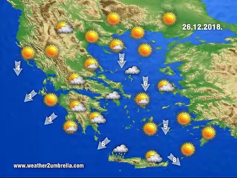 Η πρόγνωση του καιρού για την Τετάρτη 26-12-2018