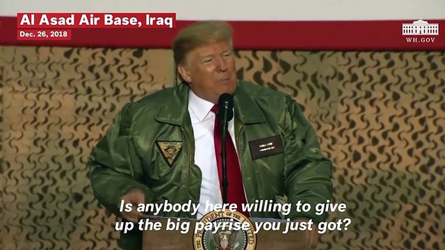 Trump Falsely Brags To Troops He Secured Military's First Pay Raise In A Decade
