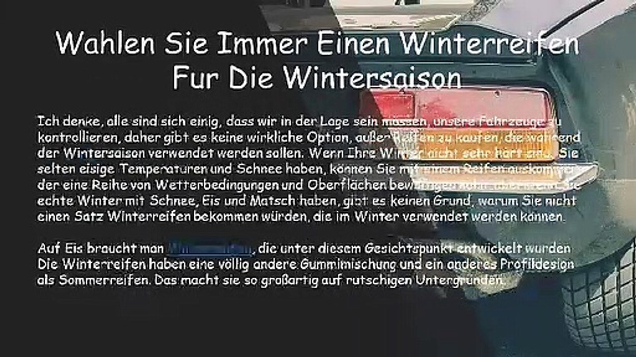 Wahlen Sie Immer Einen Winterreifen Fur Die Wintersaison