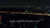 Delhi by Night- aerial journey over the Indian city of 26 million inhabitants