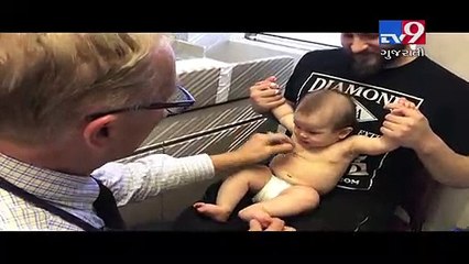 Doctor distracts baby from injection shots with goofy tune - Tv9