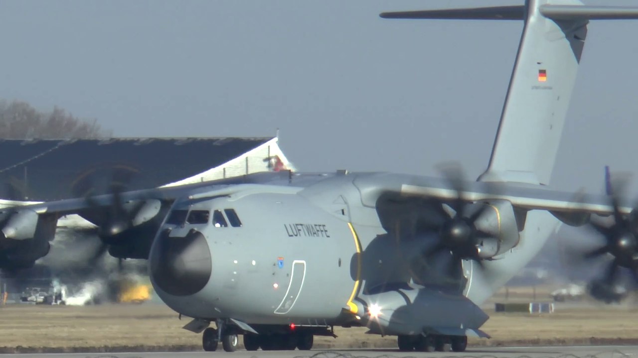 Rare Catch! A400M German Air Force approaching EDJA-Allgäu Airport (1080-50P) 2018