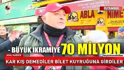 Kar kış demeden bilet kuyruğuna girdiler!
