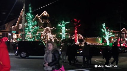 Tourist enjoy Christmas lights after holiday