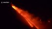 Footage shows smoke and lava flows from erupting Mt Etna