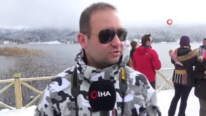 Yeni yıla karlar içinde girmek isteyen tatilciler Abant’a akın etti