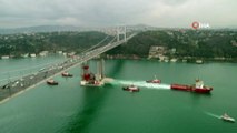 Dev platformun Fatih Sultan Mehmet Köprüsü'nün altından geçişi havadan görüntülendi
