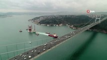 Dev Platformun Fatih Sultan Mehmet Köprüsü'nün Altından Geçişi Havadan Görüntülendi