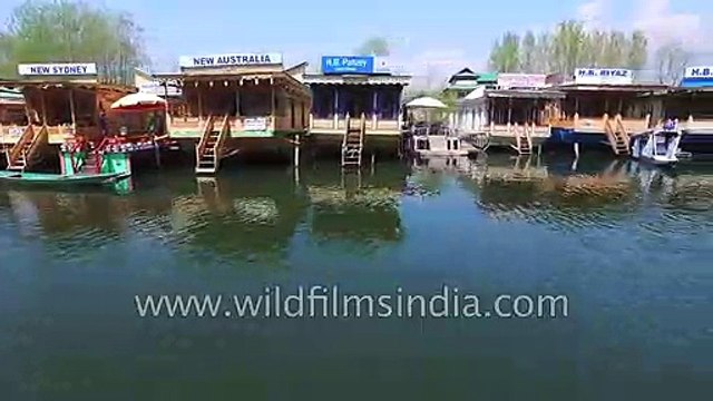 Dal Lake aerial journey in Srinagar, Jammu and Kashmir, India