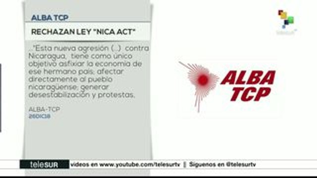 ALBA-TCP rechaza sanciones impuestas por EE.UU. contra Nicaragua
