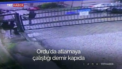 Ordu'da bir çocuk demir kapıda asılı kaldı