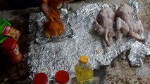 Country Foods _ Bangladeshi boy Cook chickens in the soil of mud.Bangladeshi Foo