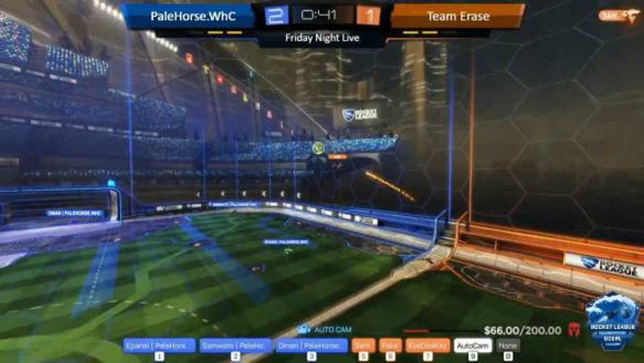 Sam fakes an aerial, then aerials over to Fake