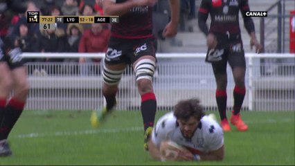 TOP14 - 13ème journée : Lyon / Agen : Hériteau à la conclusion d'un superbe essai pour Agen