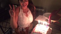 Blowing out the candles on my birthday cake
