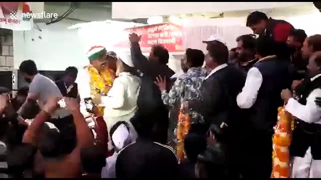 Stage collapses beneath new minister and his supporters in India